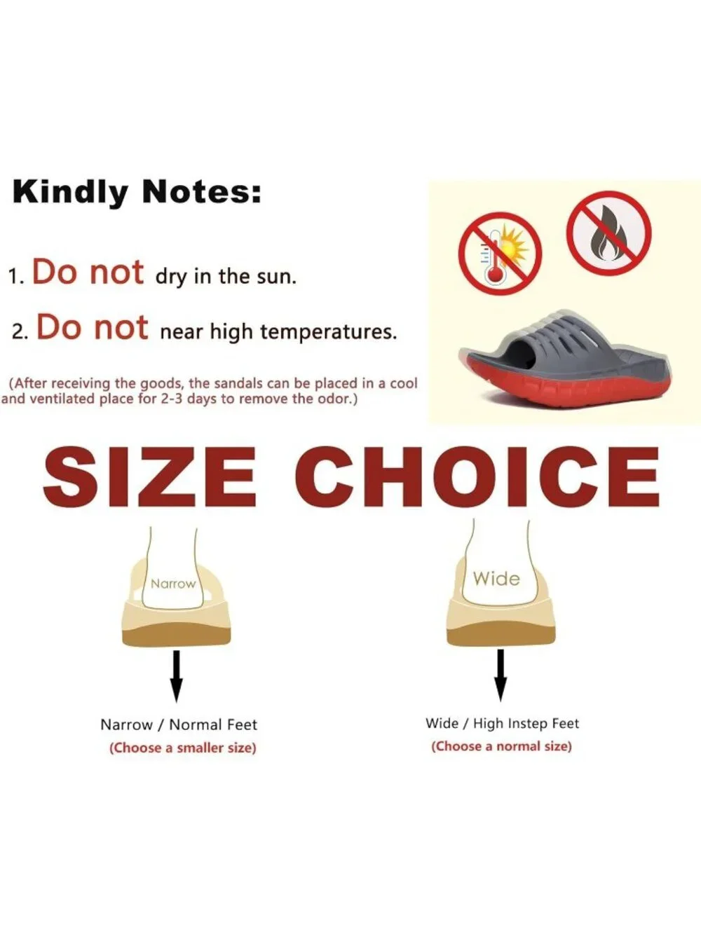 Men's Grey Red Sandals Orthotic Arch Support Open Toe Sport Slides Thick Cushion